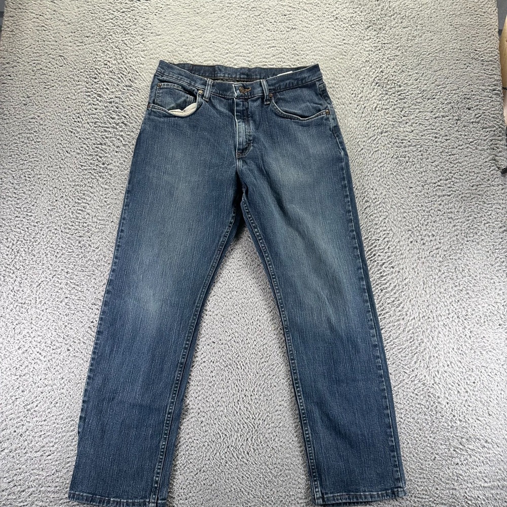 Wrangler Jeans Men's 33x30 Blue Cotton Denim Straight Relaxed Workwear Stretch
